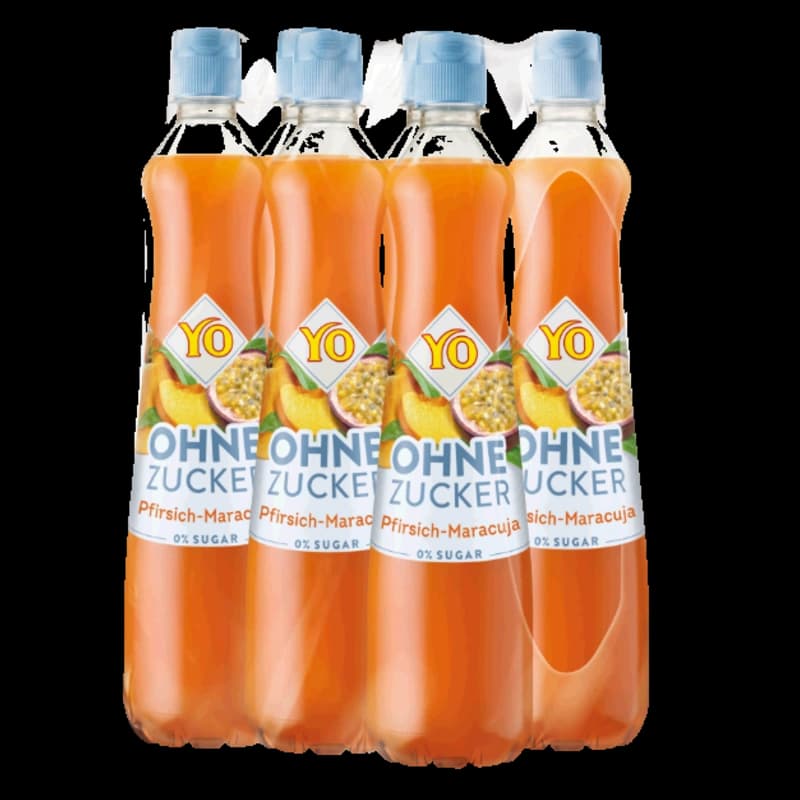 YO Sirup ohne Zucker Pfirsich Maracuja 6x0,7l