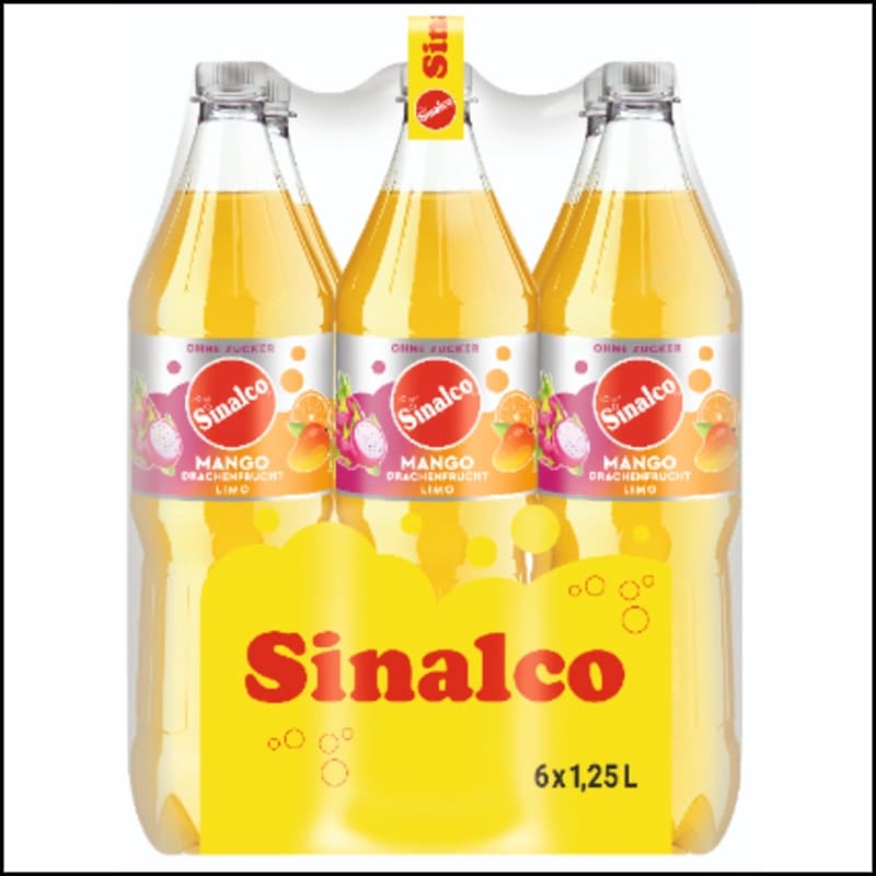 Sinalco Mango Drachenfrucht ohne Zucker 6x1,25l 